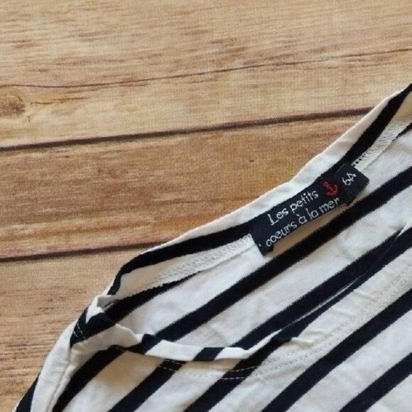 Les petits coeurs à la mer French  Striped, Short-Sleeve Tee 6A - Picture 3 of 4